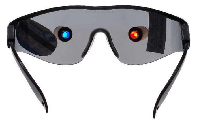 Trainer glasses with LED emitters to improve vision